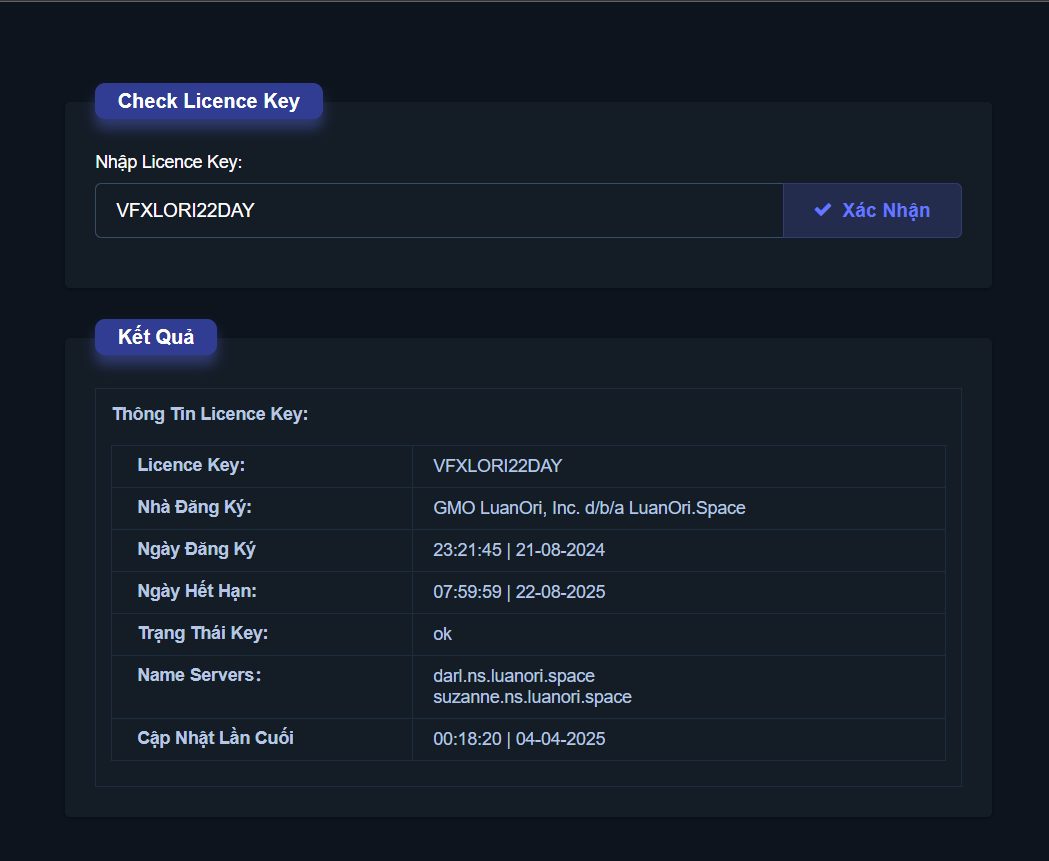  Check Licence Key - LuanOri
